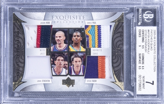 2005-06 UD "Exquisite Collection" Patches Quad #KPSN Kidd/Paul/Stockton/Nash Game Used Patch Card (#1/3) - BGS NM 7